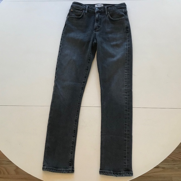 TRENDING🔥 AGOLDE TONI CIGARETTE STYLE WASHED BLACK SLIM STRAIGHT JEANS